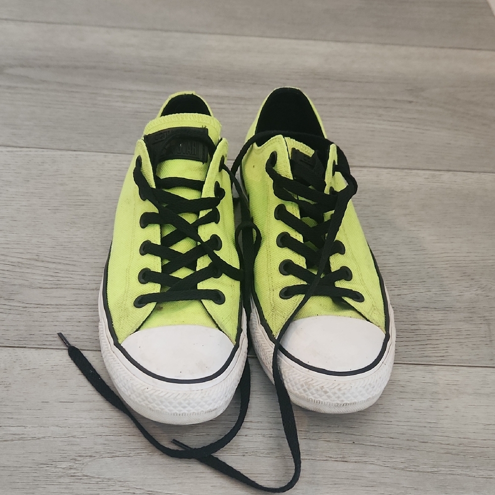 Converse Neon Green Athletic Shoes with Black Laces